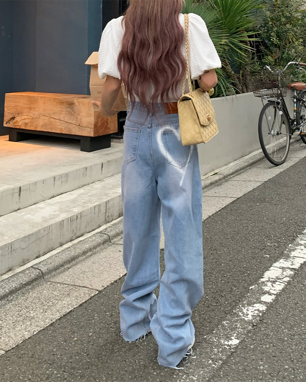 nugu Celume ハートスタッドルーズフィットデニム
