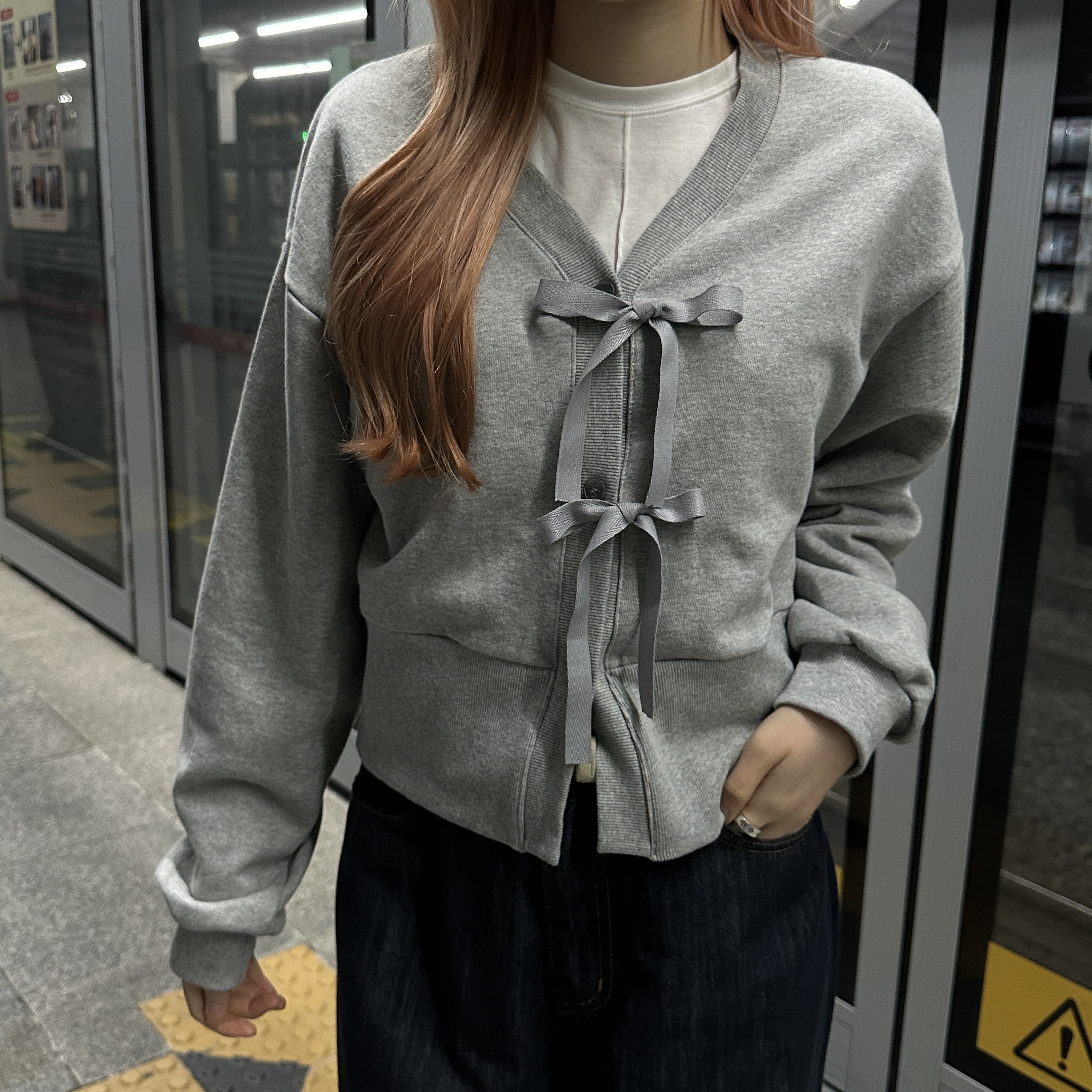 【美品】ルネ　ジップカーディガン　ジャケット　リボン　カメリア　ピンク　L 美品】ルネ ジップカーディガン ジャケット リボン カメリア