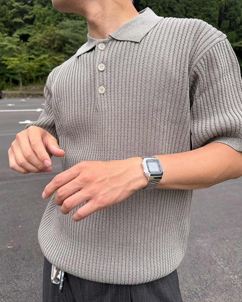 【新品未使用】GIM コットンニット　半袖ベージュ　伊勢丹メンズ館 新品未使用】GIM コットンニット 半袖ベージュ 伊勢丹メンズ館