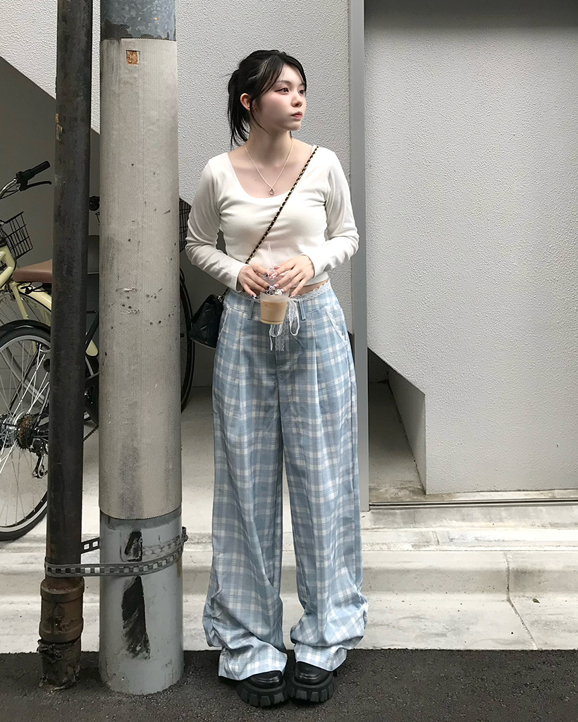 チェックワイドパンツ | ファッション通販サイト NUGU