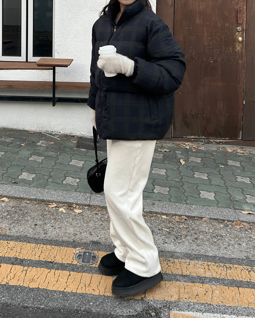 ハイネックチェックパターンダウンジャケット | ファッション通販