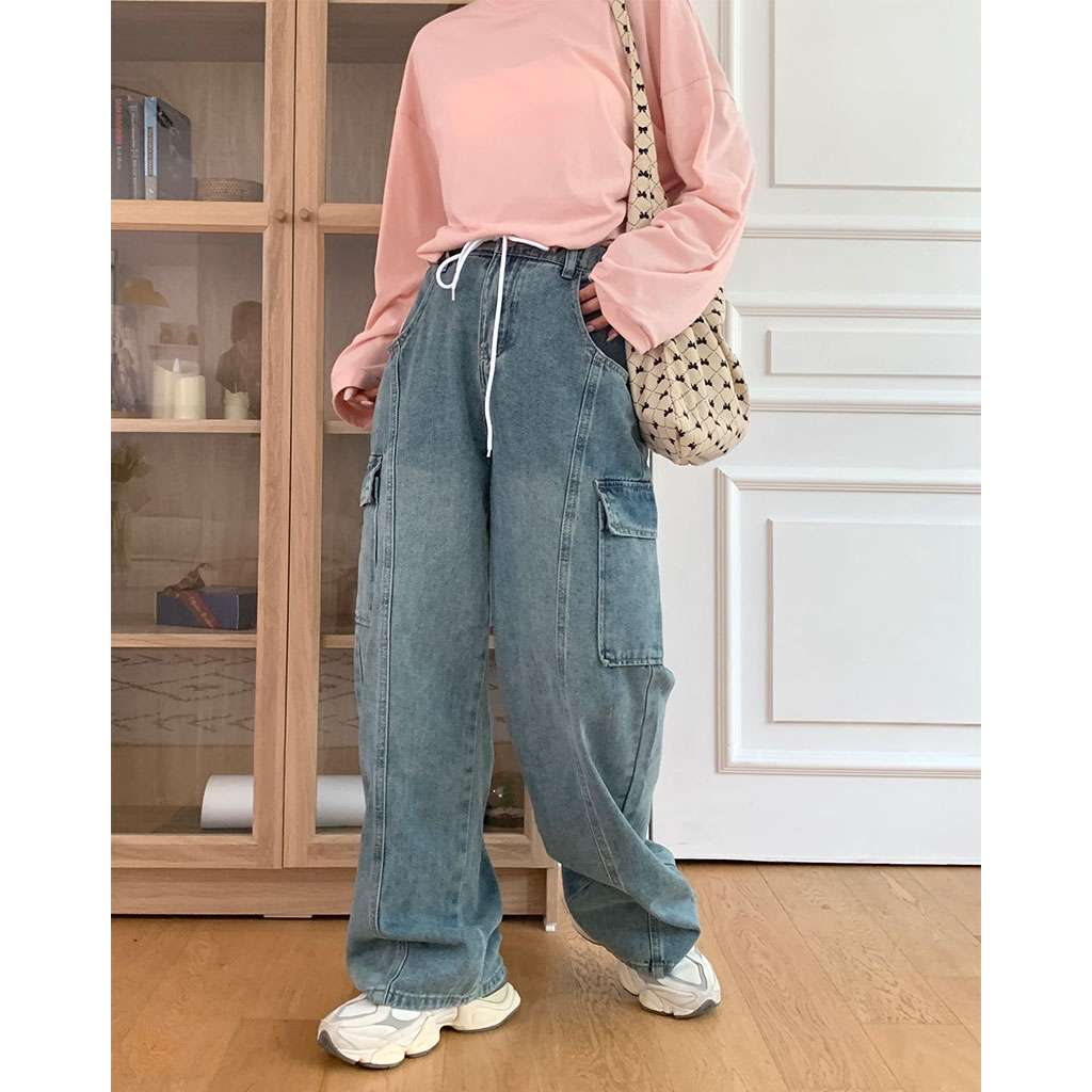 ルーズデニムカーゴ ストリングカーゴデニムパンツ | ファッション通販サイト NUGU