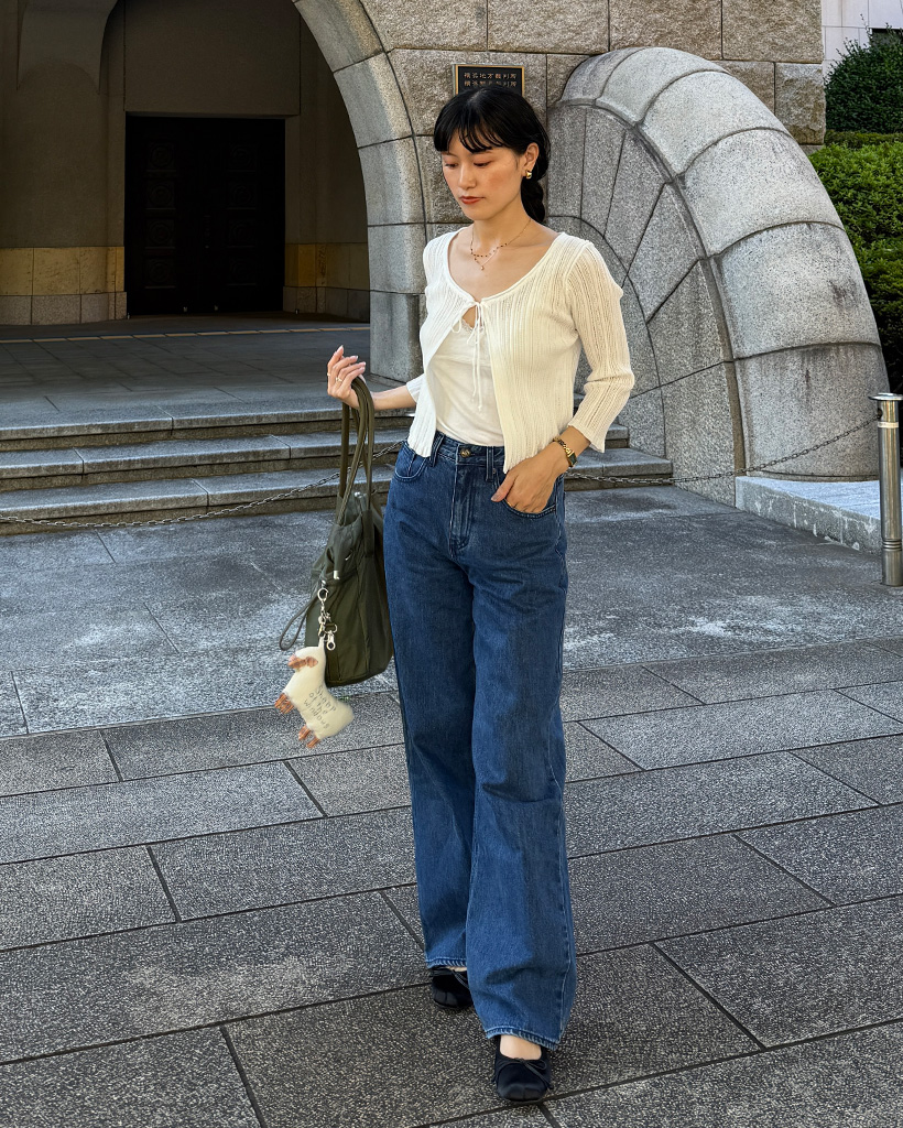 トップス theredthread S wire tie cardigan / white THEREDTHREAD】S wire tie cardigan