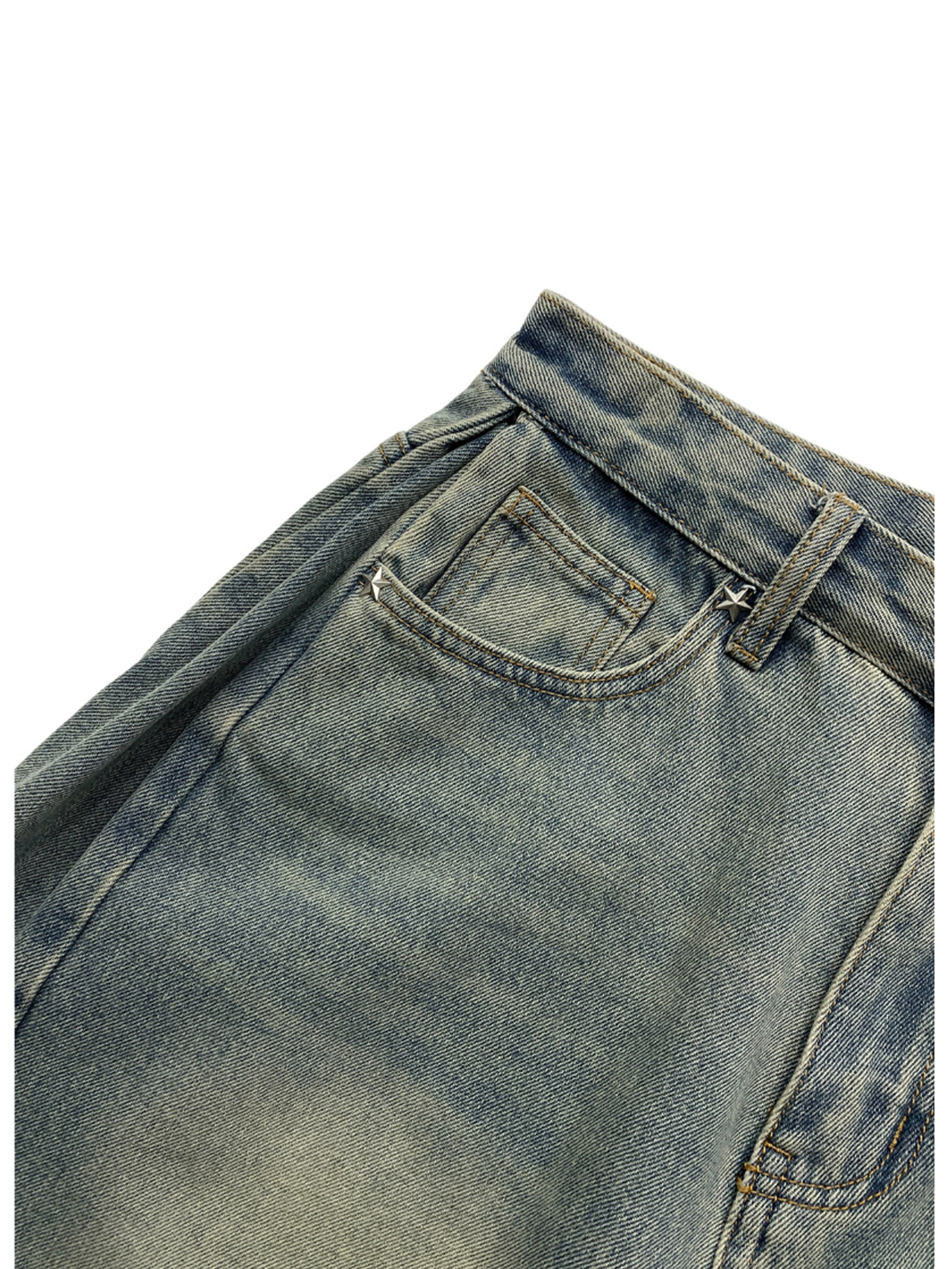 5Size]デイリーサイドタック入りデニムハーフパンツ