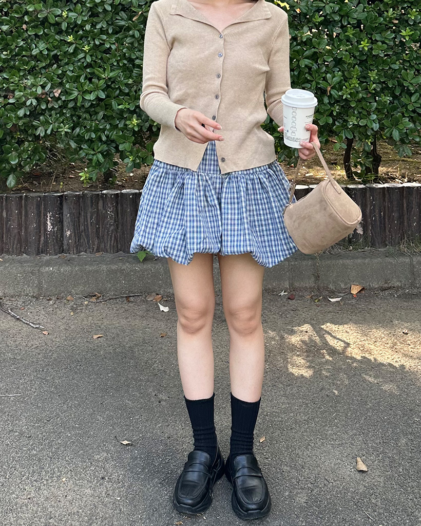 ベルトセットチェックバルーンミニスカート | ファッション通販サイト NUGU