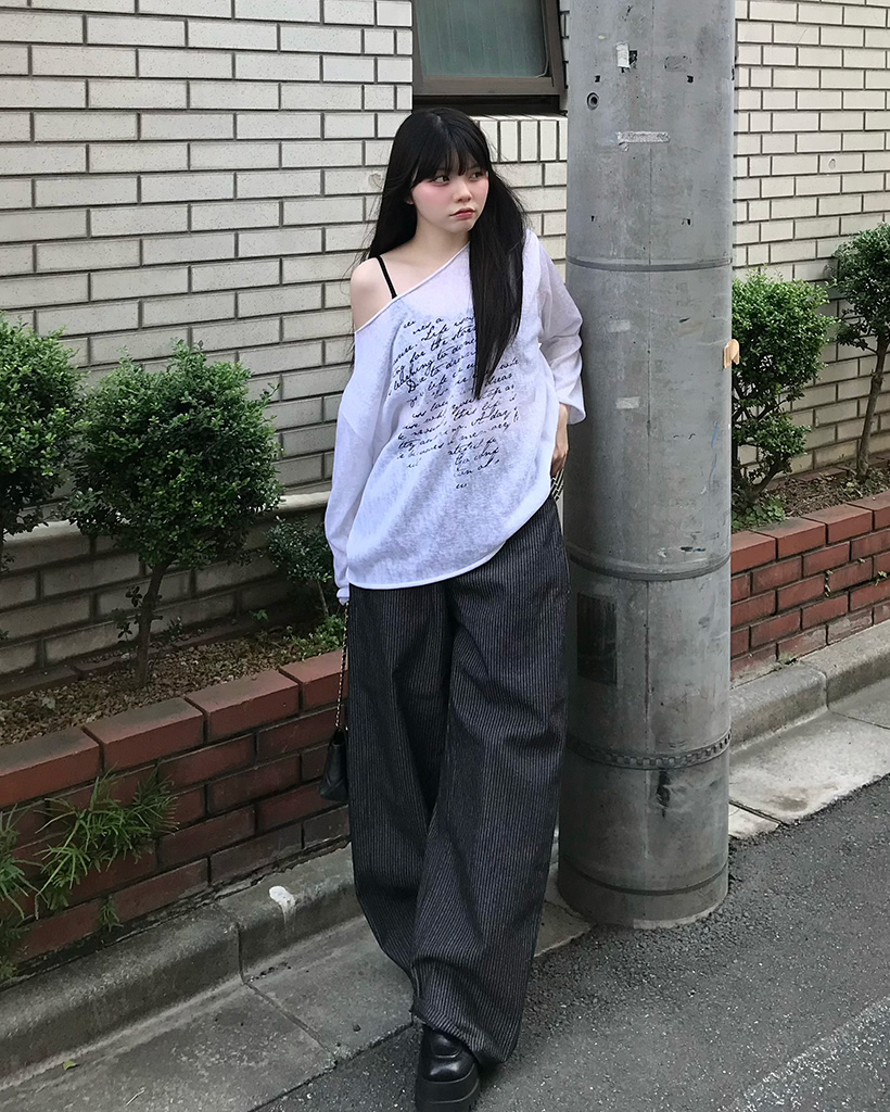 ストライプワイドデニムパンツ | ファッション通販サイト NUGU