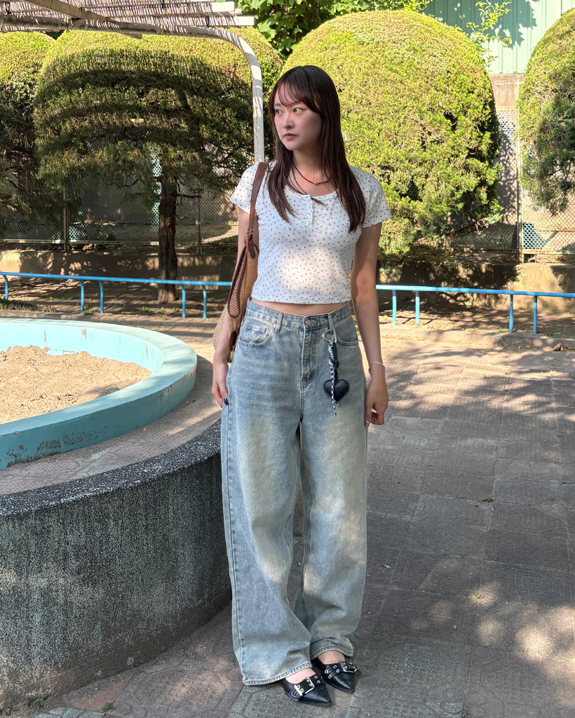 花柄ハーフオープンTシャツ | ファッション通販サイト NUGU