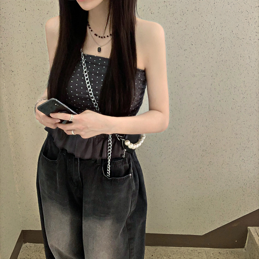 水玉フリルフレアチューブトップ | ファッション通販サイト NUGU