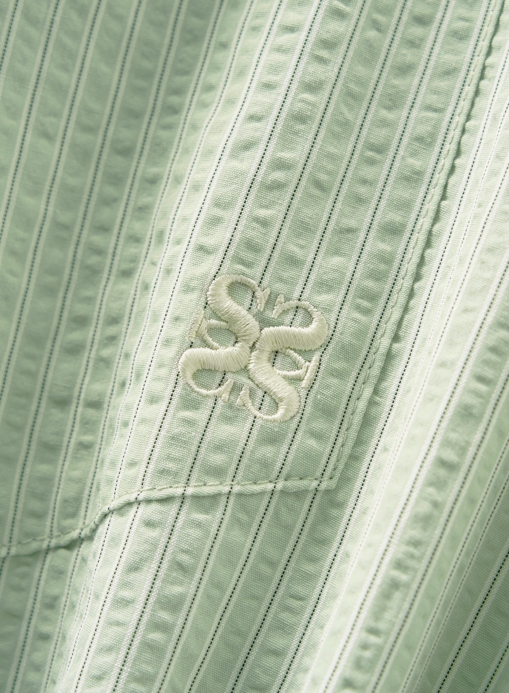 Seersucker Basic Pocket Shirt - Green | ファッション通販