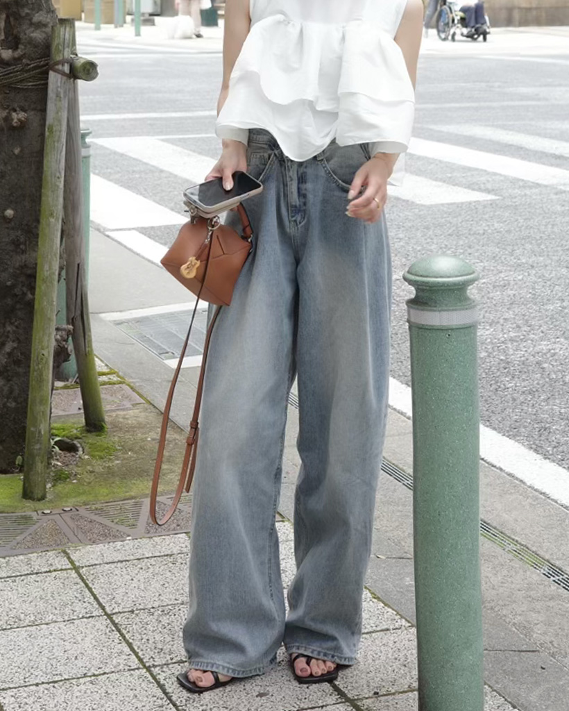 ウォッシュワイドデニム