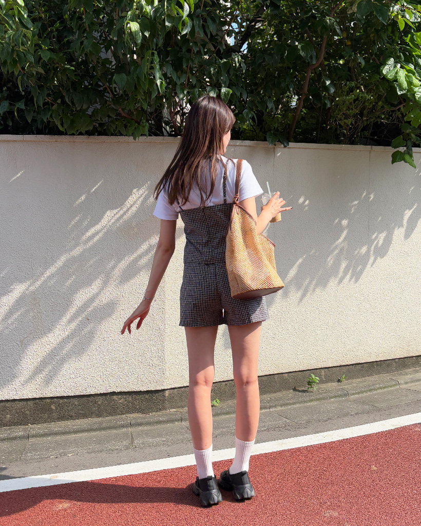 チェックスリーブレスショートパンツセット | ファッション通販サイト NUGU