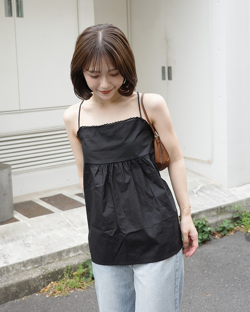 選べるレディース服3点福袋対象商品 リネン ナチュラルレース キャミソール（返品交換ギフト包装不可） レディース 女性  9号 Mサイズ 麻 カットソーブラウス 柄アソートワッフルキャミ|ems excite | RETRO GIRL ONLINE