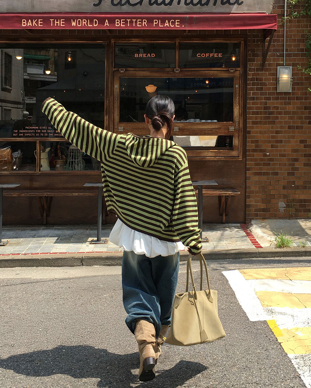 original] スペル フーディーボーダーニットジップアップ