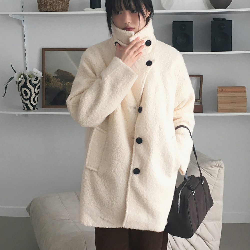 NUGU FRENCH AUBE ウールブークレハーフ冬 カラーコート NUGU FRENCH AUBE ウールブークレハーフ冬 カラーコート 【公式通販】