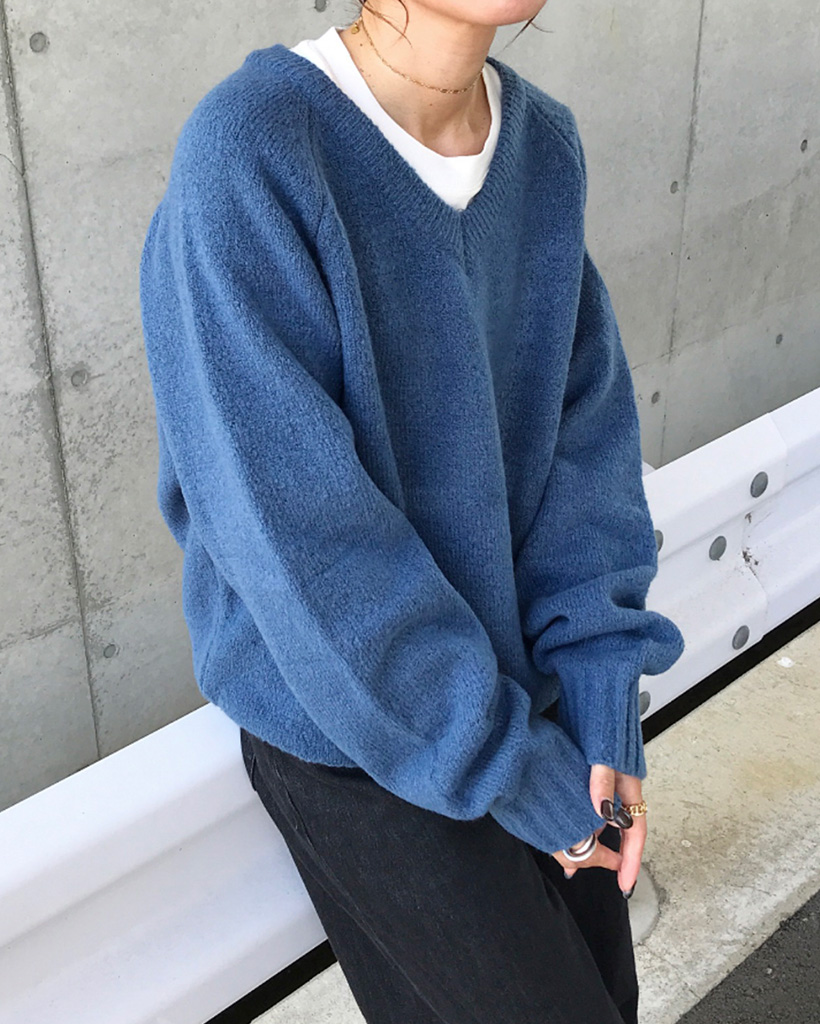 新品タグ付✨KIMURA キムラ Vネック 定番シャツカーディガン ブルー 高身長 薄手ニットVネックカーディガン（UVカット）（トール