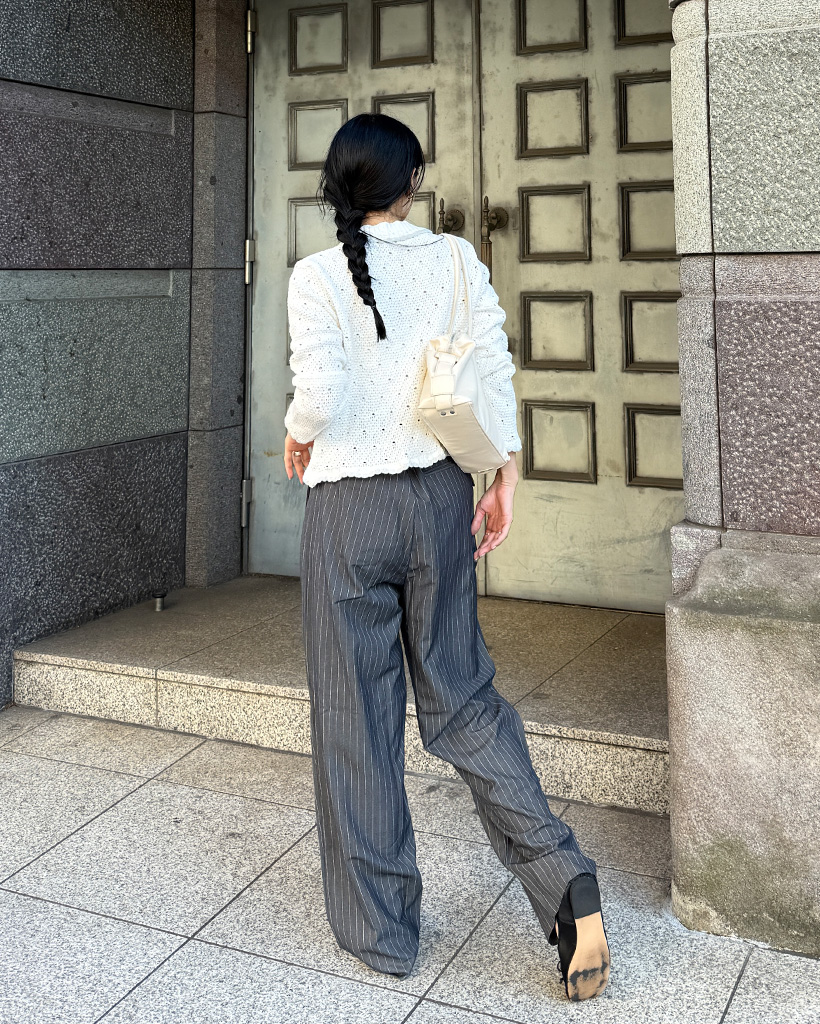 ユニセックスダブルピンタックストライプパンツ | ファッション