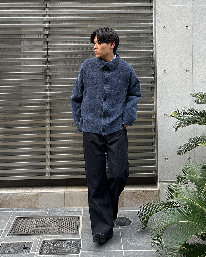 ポロカラーマルチニットカーディガン