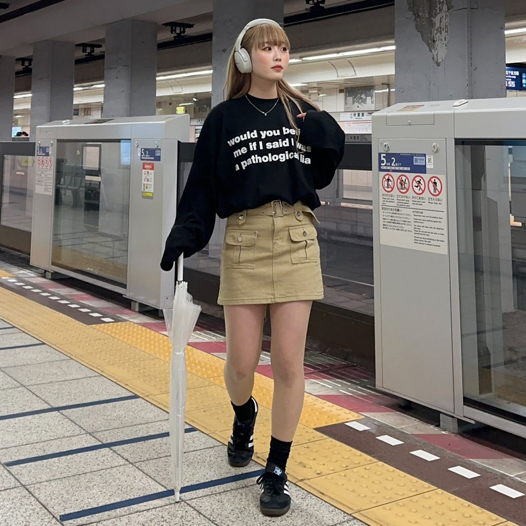 【関税込み】ATLEIN グレー ベルト ミニスカート ベルトインパン裏地付きプリーツカーゴミニスカート[at2168