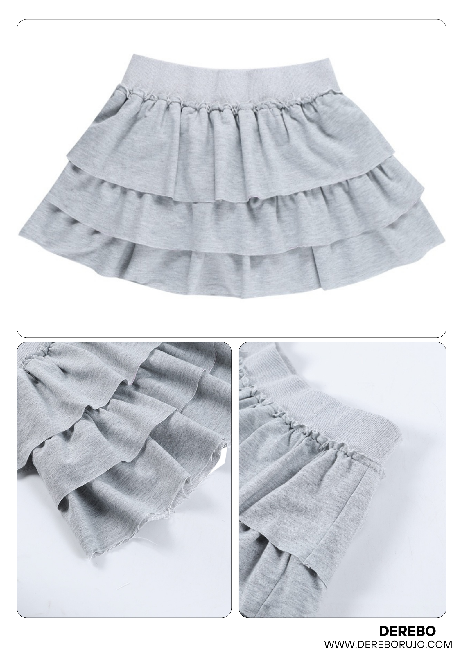 グレーフリルティアードゴムミニスカート | ファッション通販