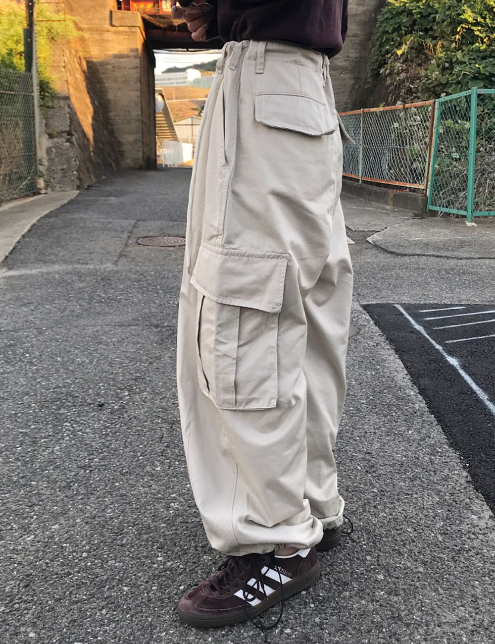 カーゴドローストリングワイドコットンパンツ | ファッション通販