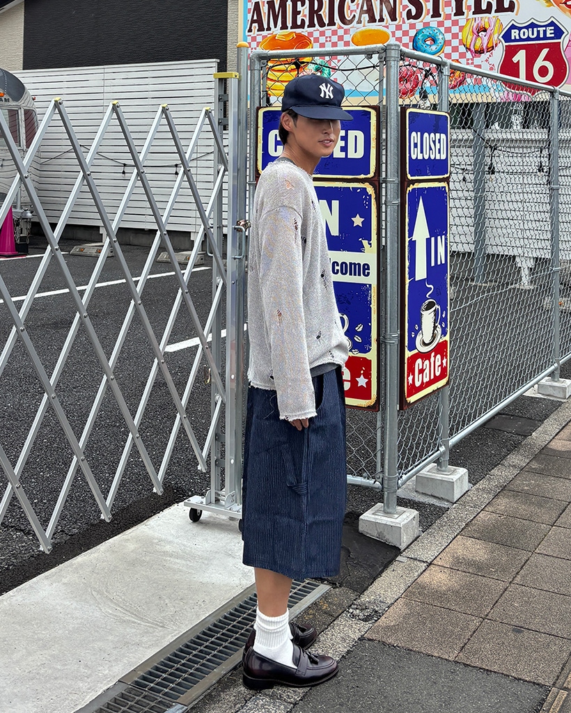 ストライプカーペンターバミューダパンツ | ファッション通販