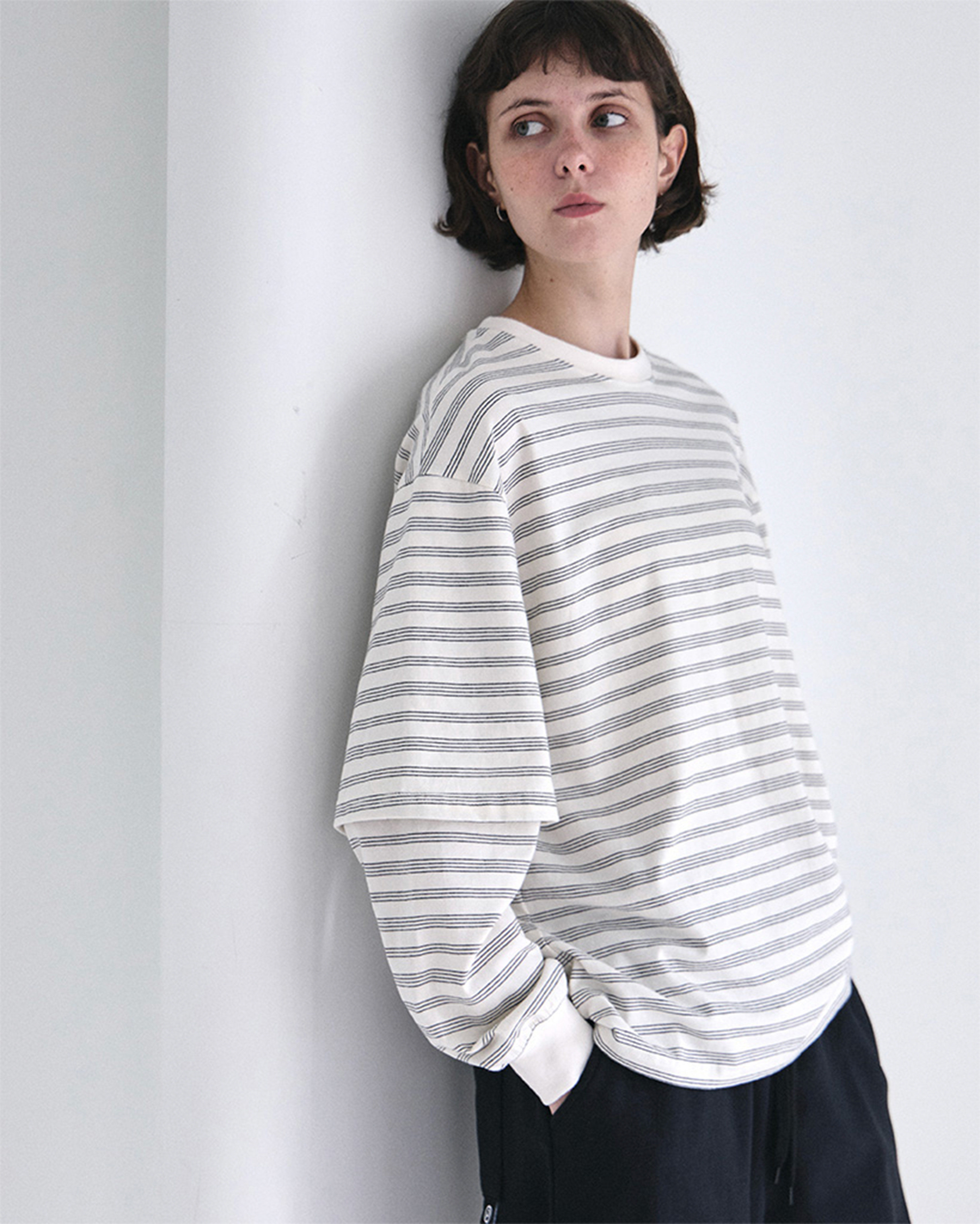 ORIGINAL) ボーダーレイヤードロンT (ivory) | ファッション通販サイト