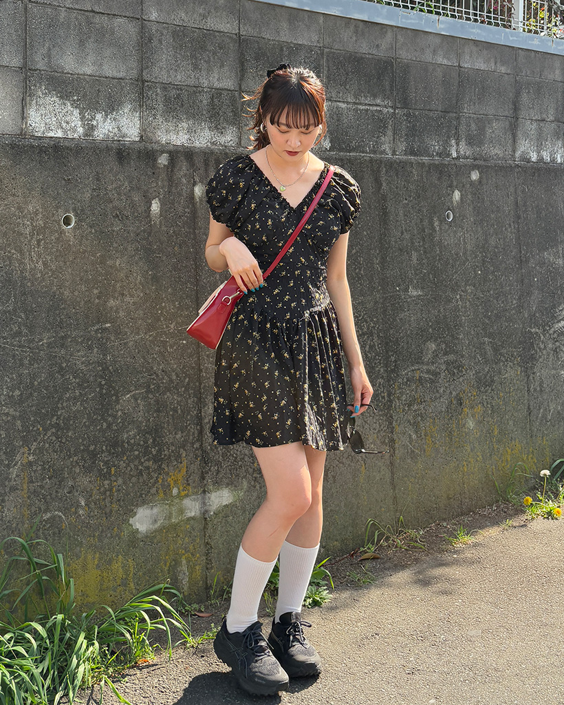 my first Katie シャーリングミニワンピース my first Katie シャーリングミニワンピース