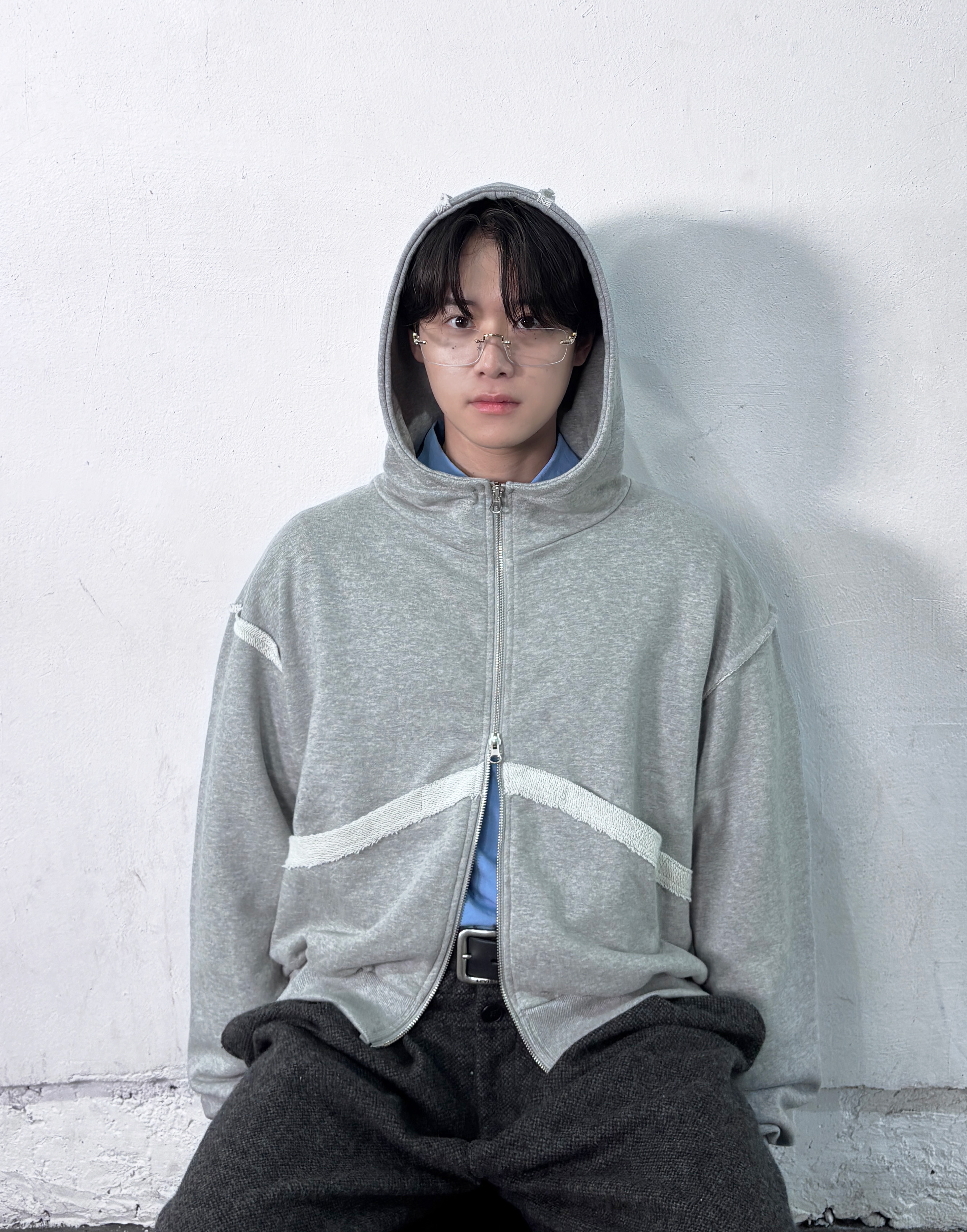 ORIGINAL) カットオフクロップド2wayジップパーカー