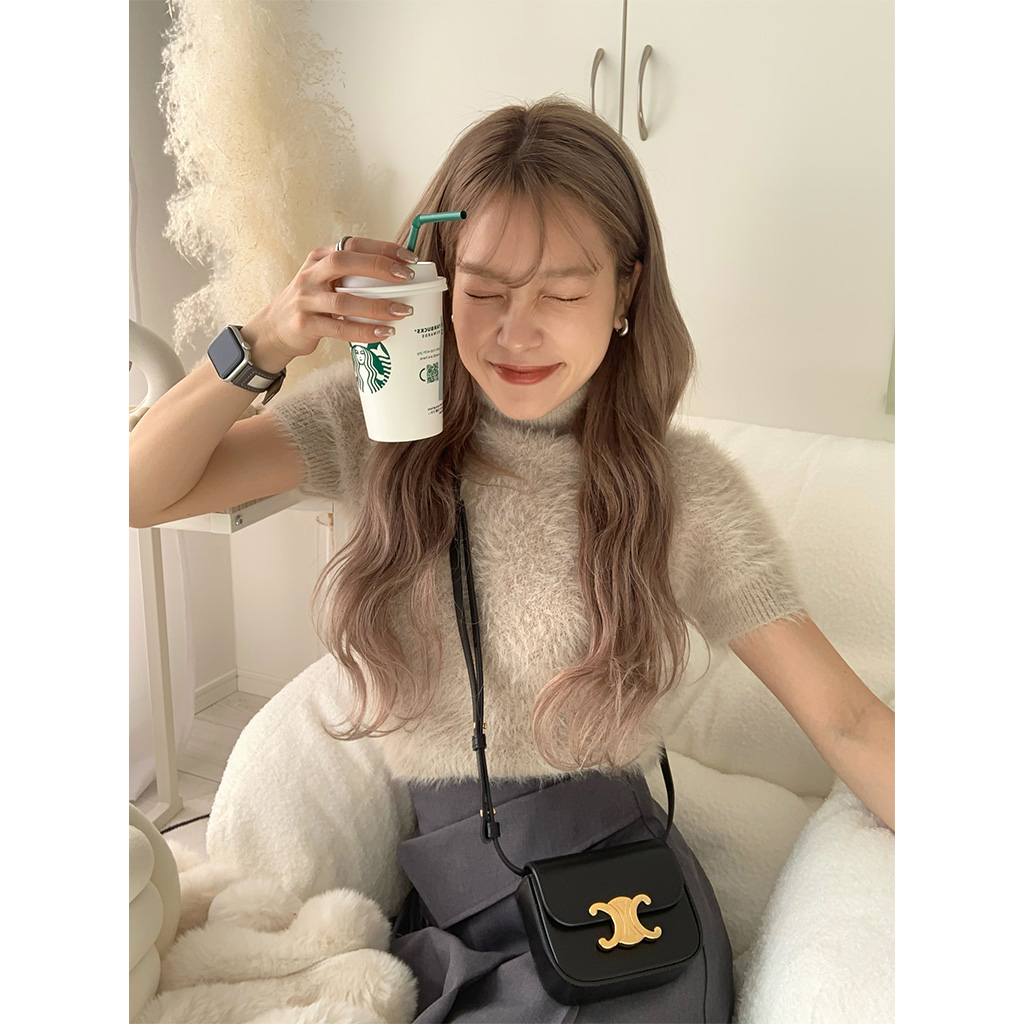 ニット セーター 「on:nue」ファー半袖ブラウス レディース on：nue ニット セーター 「on:nue」ファー半袖ブラウス