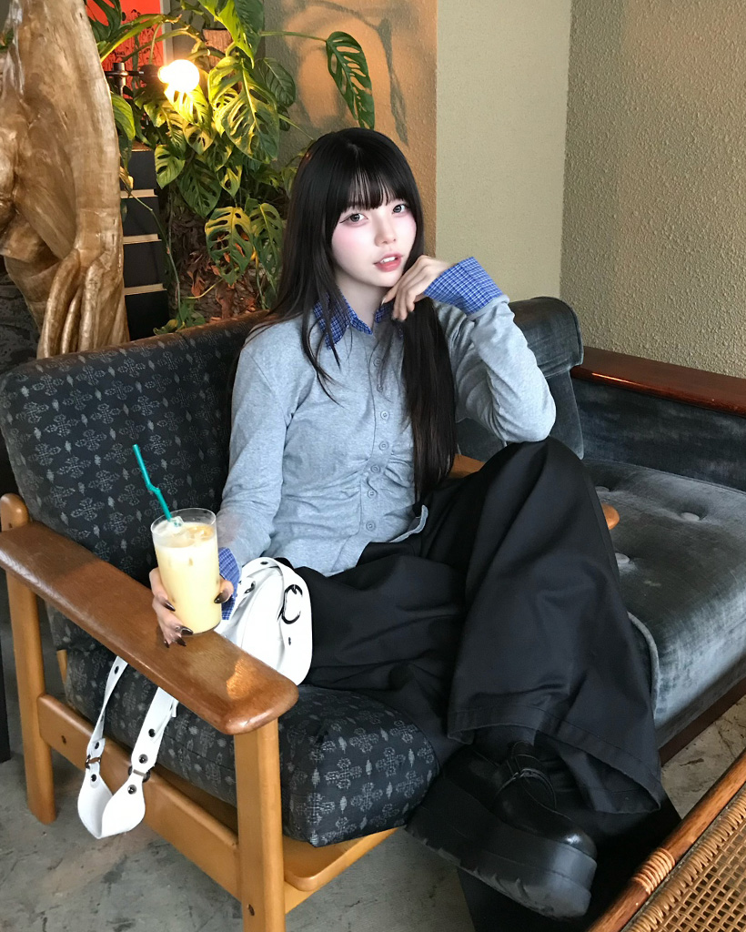 チェックシャツレイヤードギャザーカーディガン | ファッション