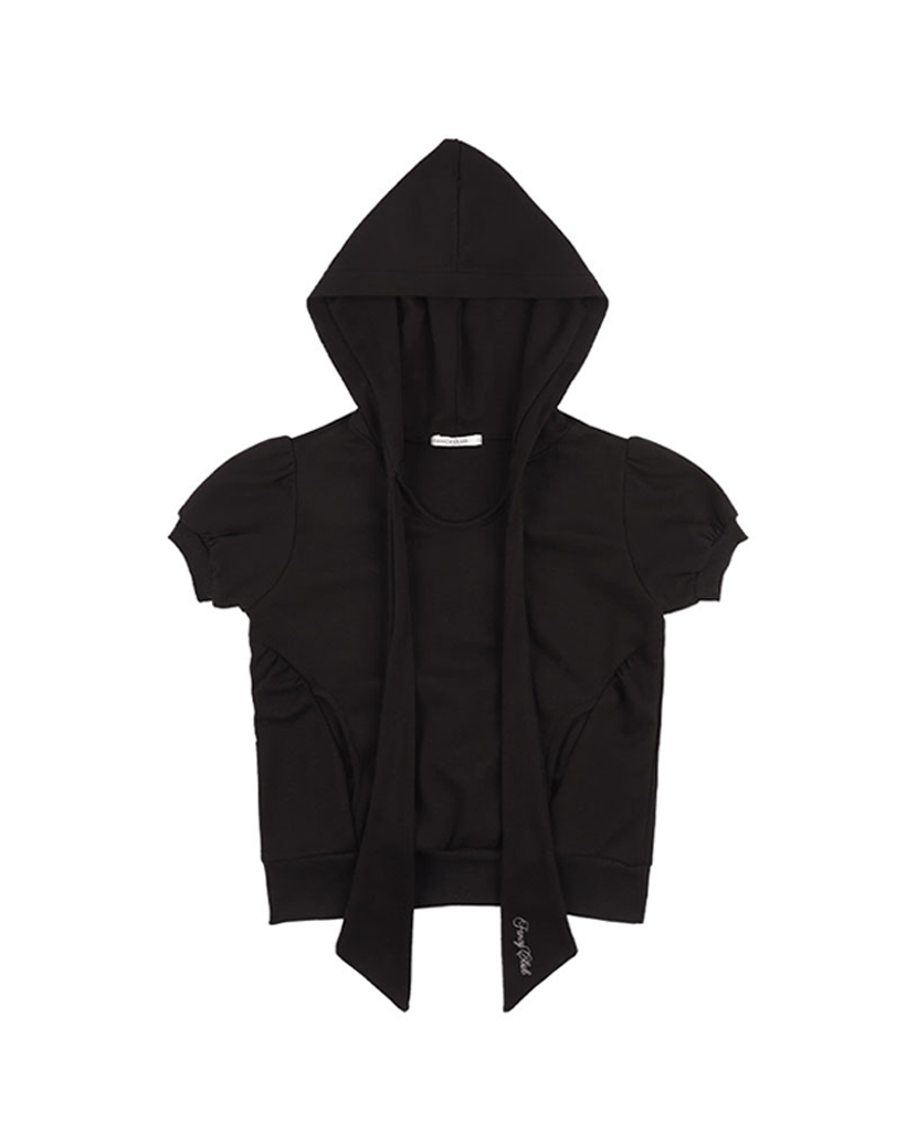 みゅ Puff Round Scarf Hoodie BLACK Influencer pick] Puff Round Scarf Hoodie (Black) F25QB081