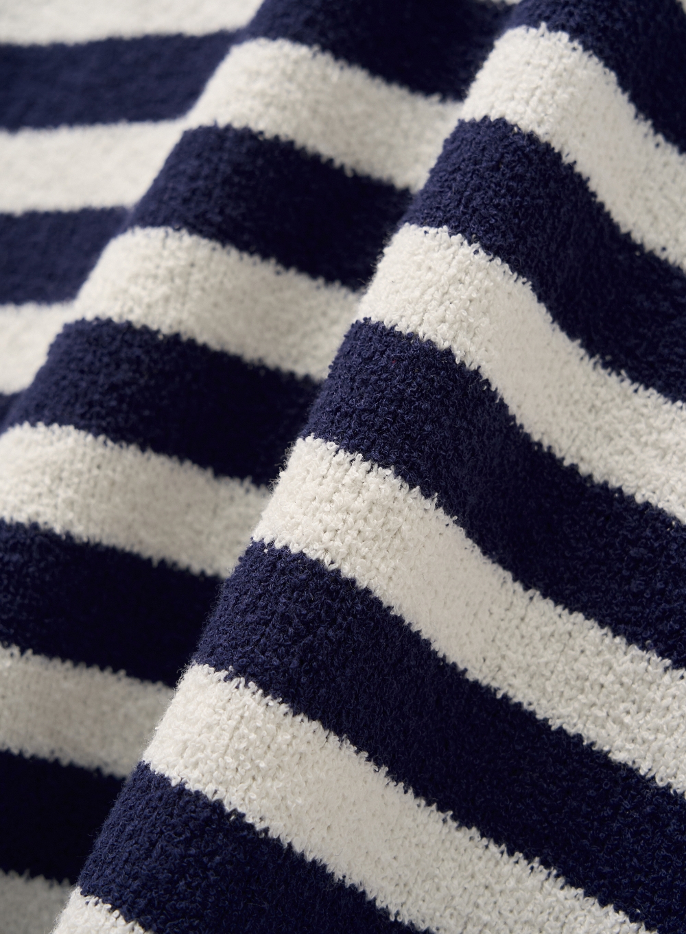 ★SATUR★ W Bon Voyage Stripe Half Knit Cardigan Navy W) Bon Voyage Stripe Half Knit Cardigan - Navy