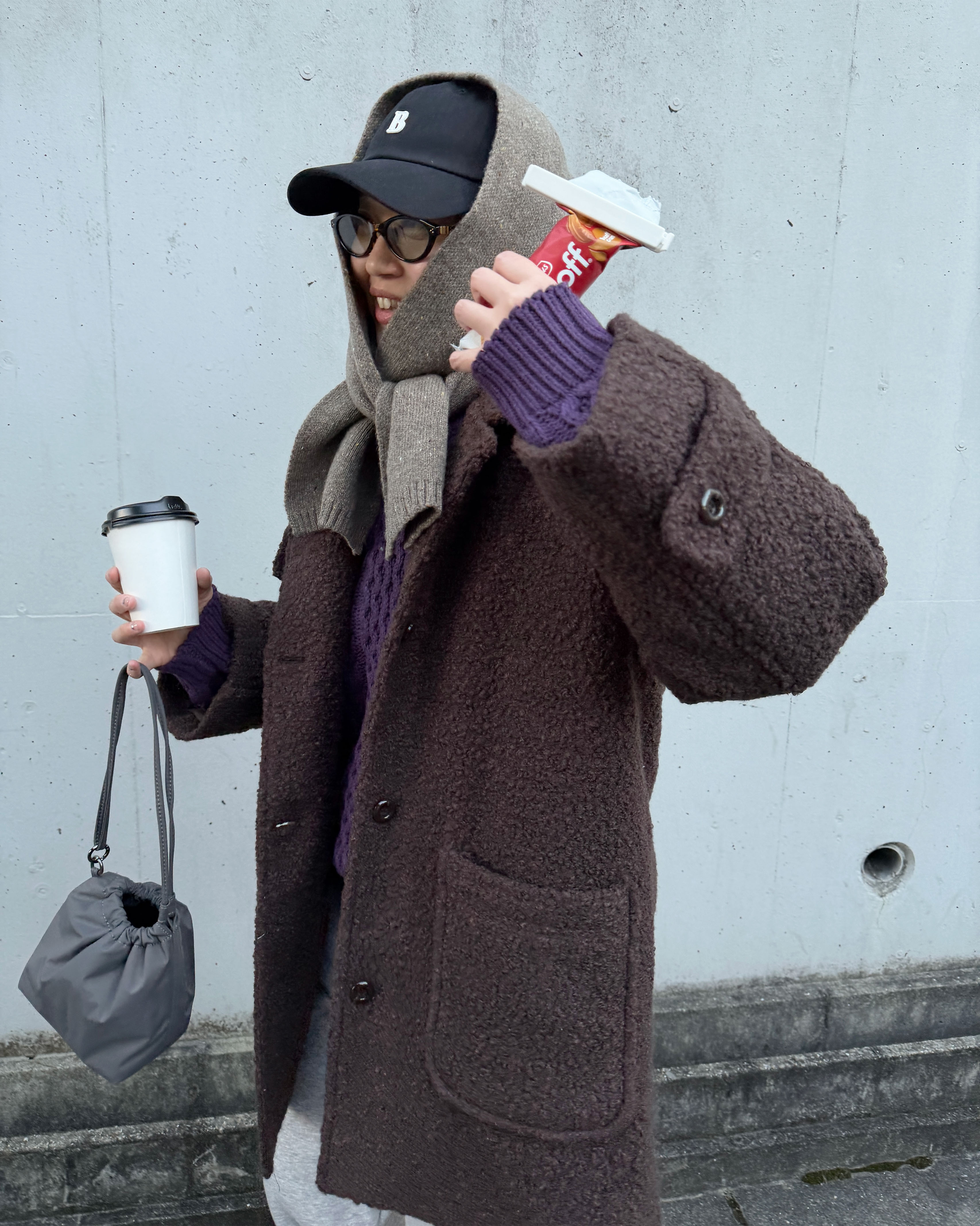 ハイネックブークレコート