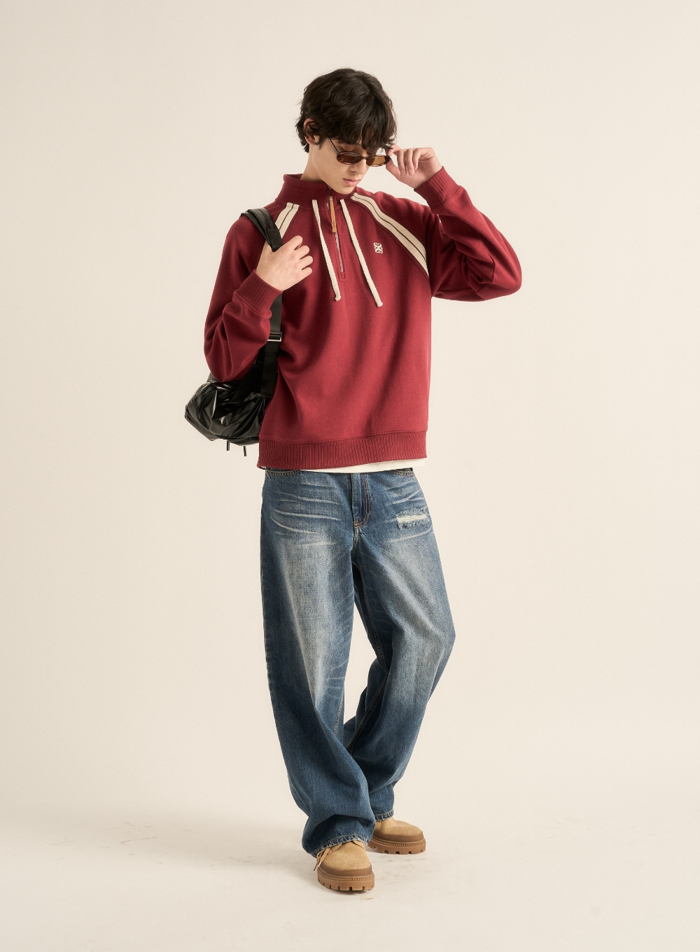 スウェット・トレーナー [SATUR]Lawton Half Zip-Up Sweatshirt Burgundy 1_GJLPosM.jpg
