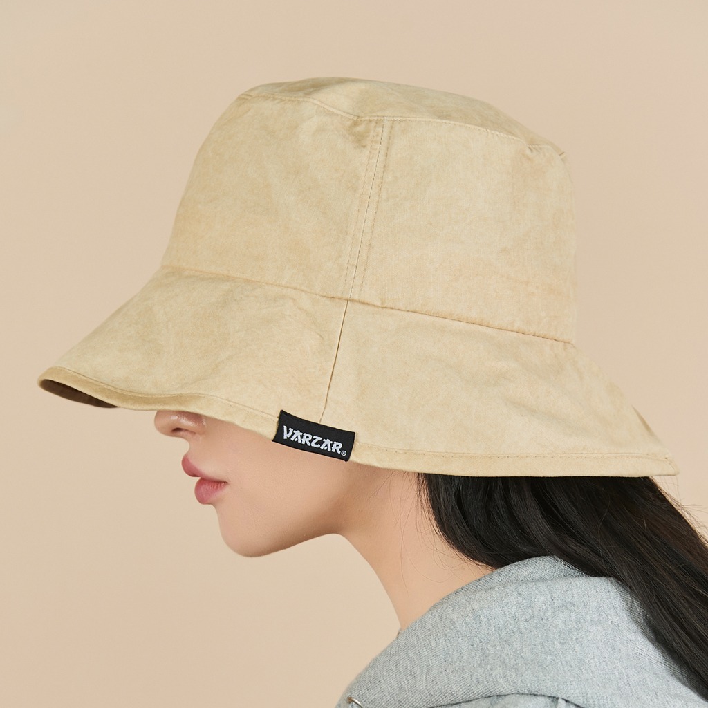 VARZAR] Wide brim washing bucket hat white | ファッション