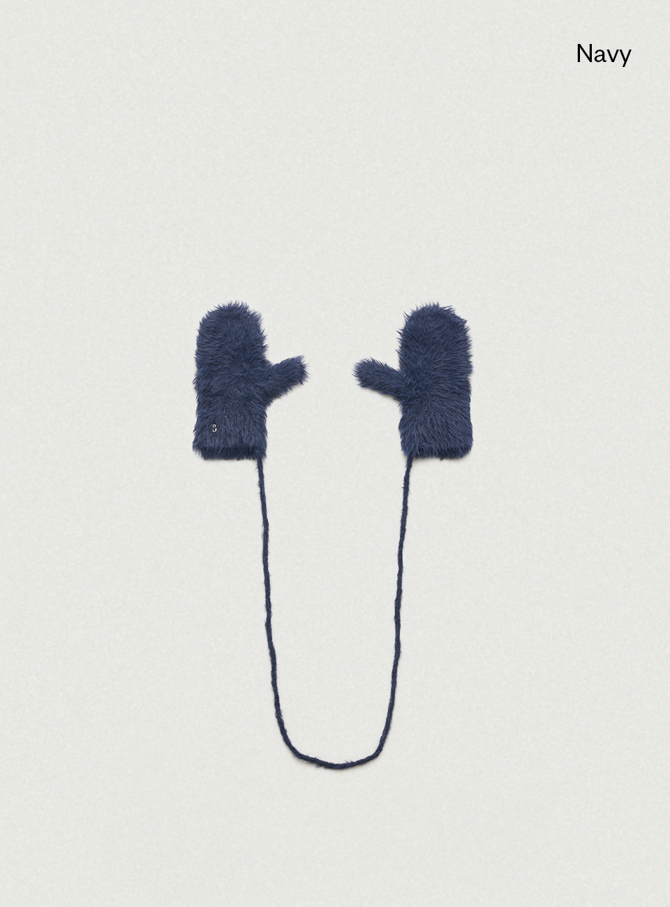 Hairy Knit Gloves - Navy