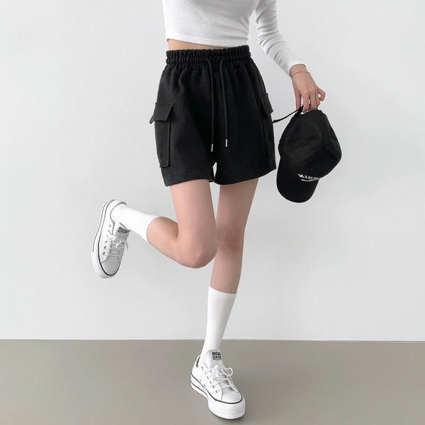 カーゴポケットゴムY2Kトレーニングショートパンツ