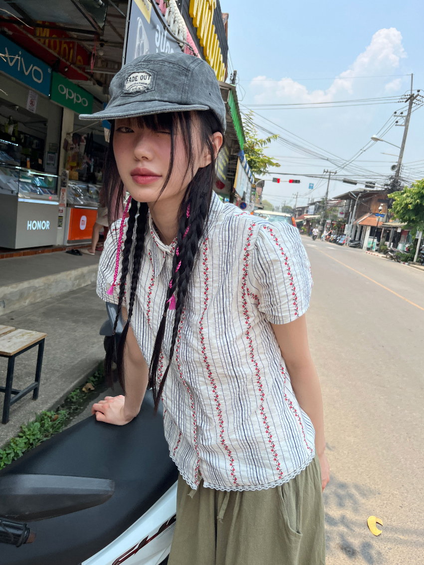 [9.hope] カメリアフラワー柄シャツ