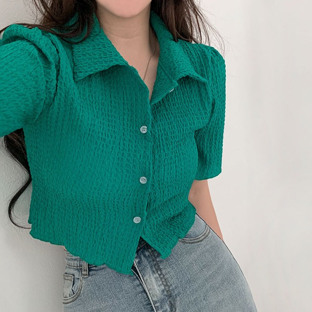 クーリングプリーツワッフルブラウス