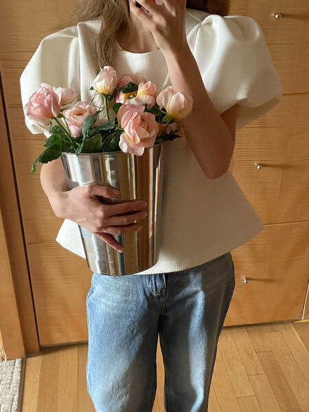 MY SAMOYED] [SMYD Boutique] Tulip Puff Tweed Blouse (Chiffon