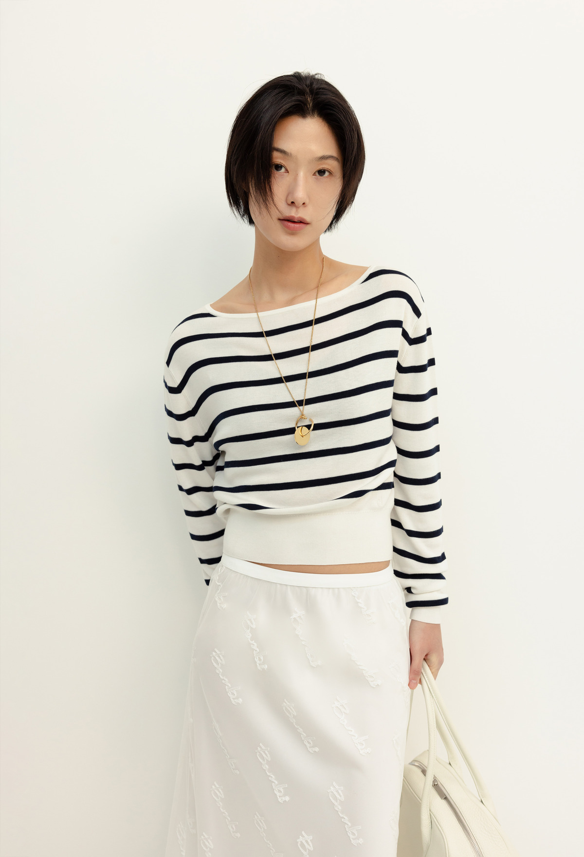 Silk-blend Sweater Striped Ivory