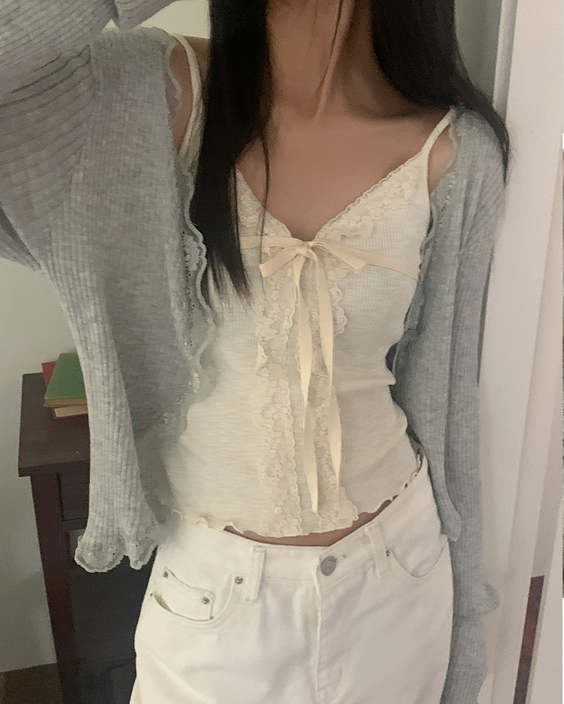 レースリボン キャミソール トップス