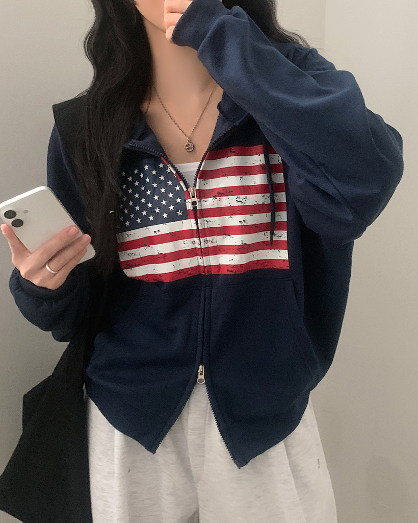 プリント2WAYクロップドパーカー