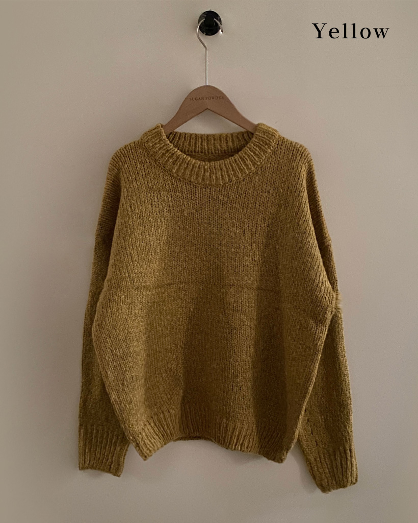 9color)肉厚ゆったり ラウンドネックオーバーサイズニット