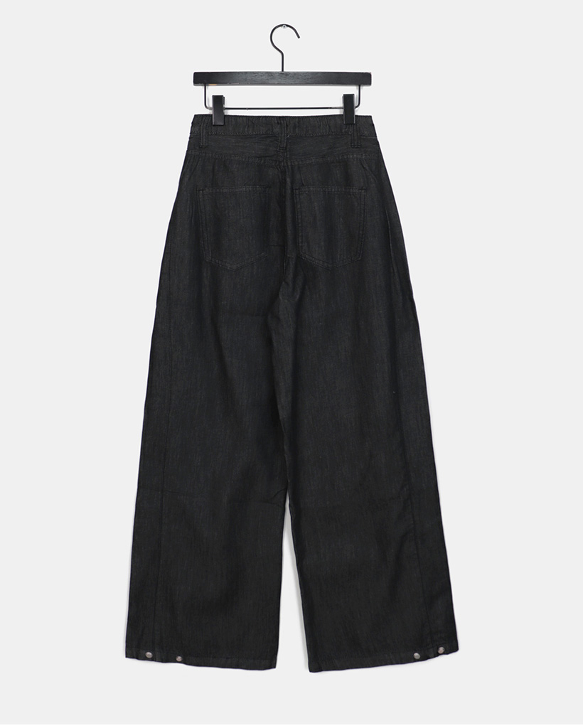 サイドタック入りボタンワイドデニムパンツ | ファッション通販