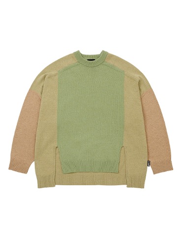 Tri Color Mixed Sweater [MUSTARD]