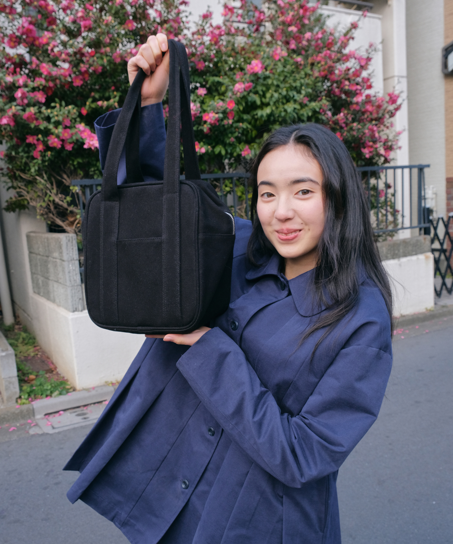 SQUARE WASHED TOTE BAG BLACK