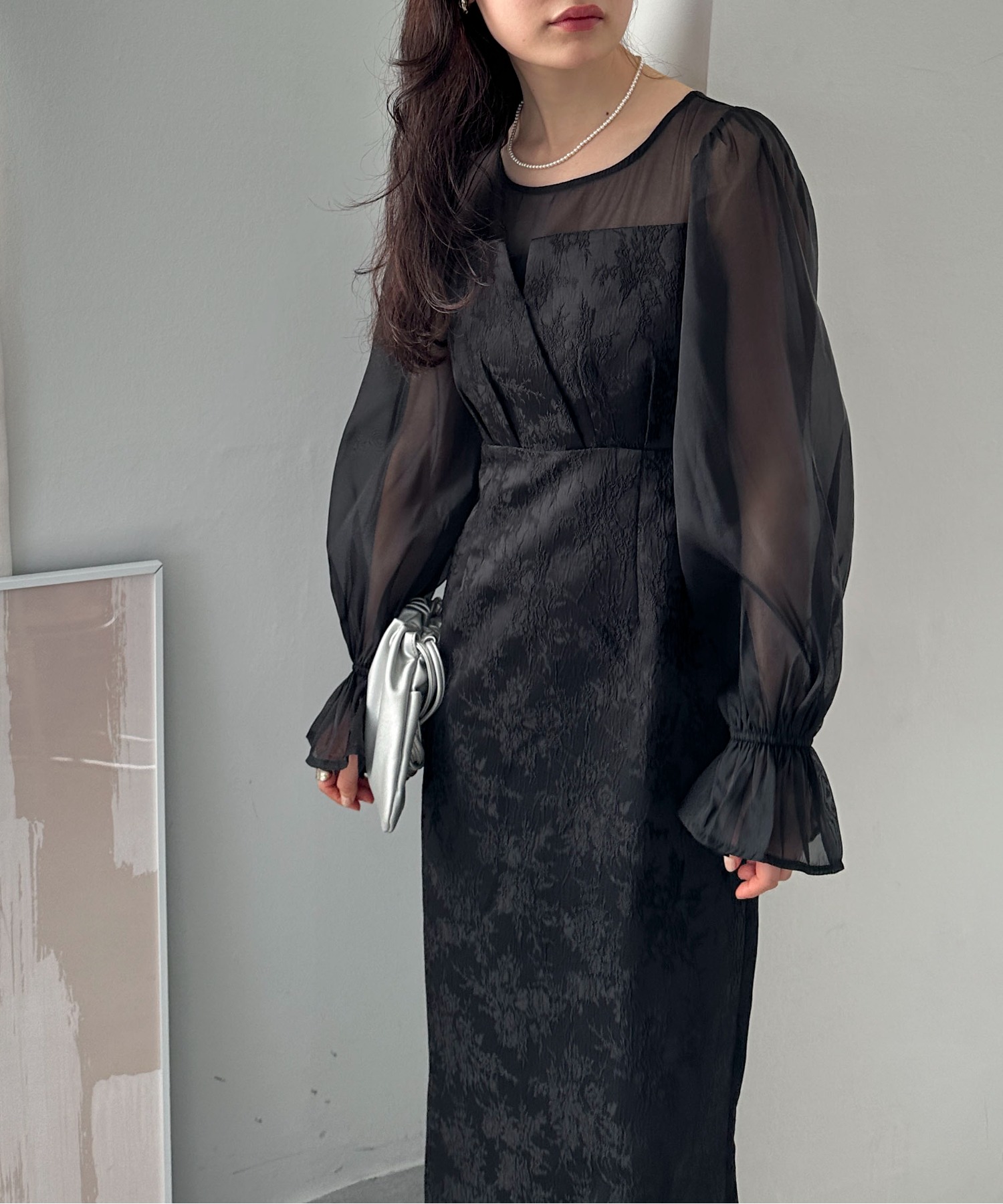 オケージョン】ジャガードビスチェドッキングワンピース