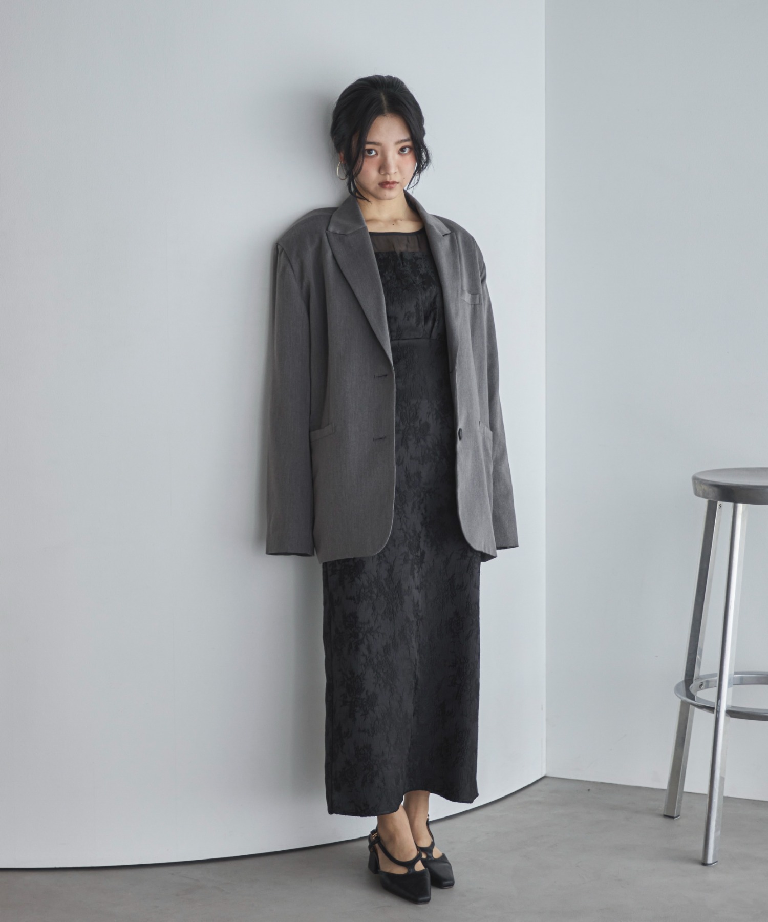 オケージョン】ジャガードビスチェドッキングワンピース