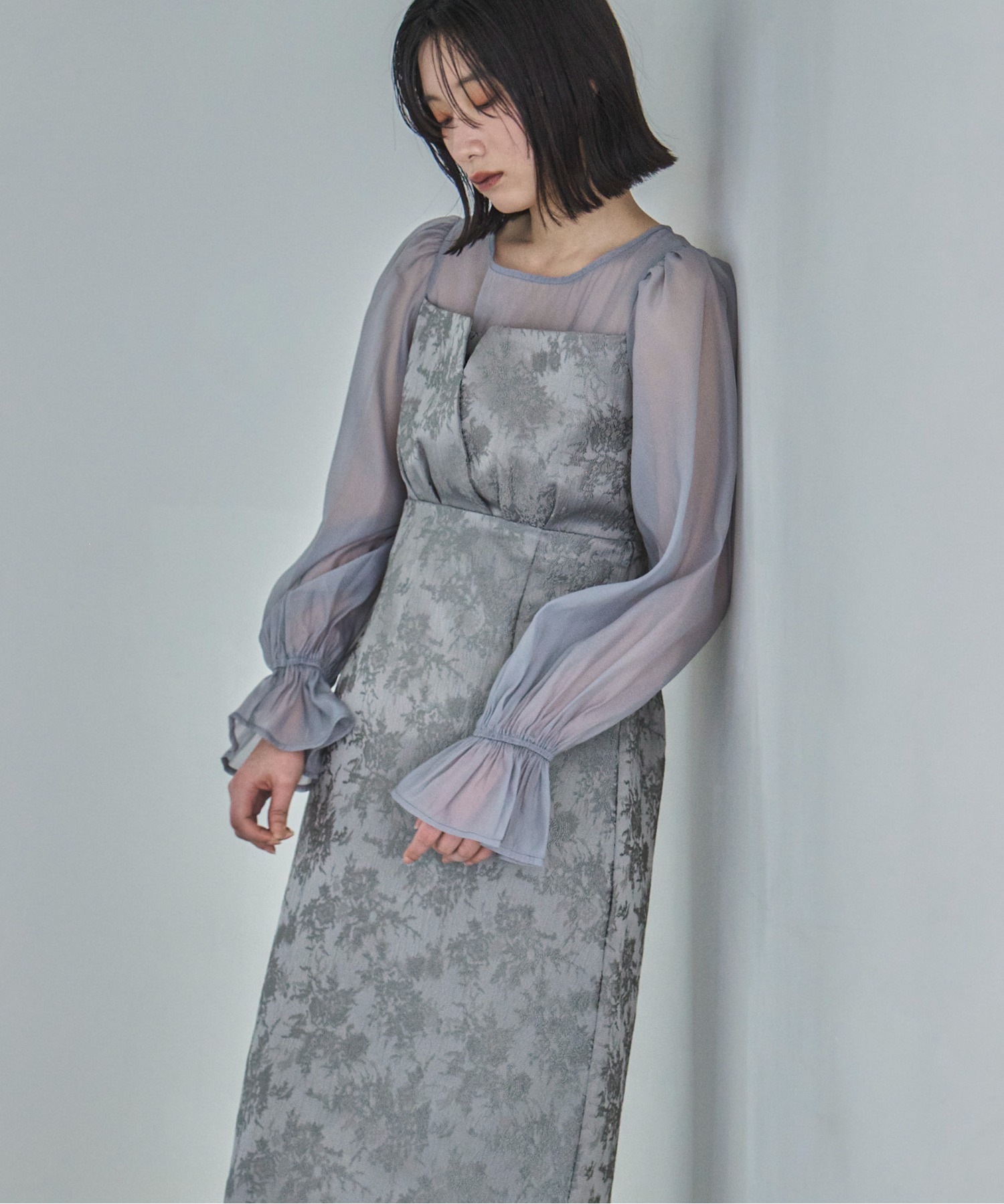 オケージョン】ジャガードビスチェドッキングワンピース